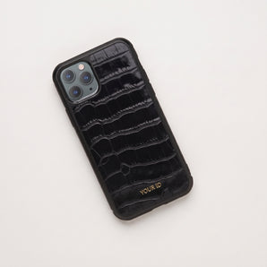 Customizable Genuine Leather Smartphone Case with Crocodile Design